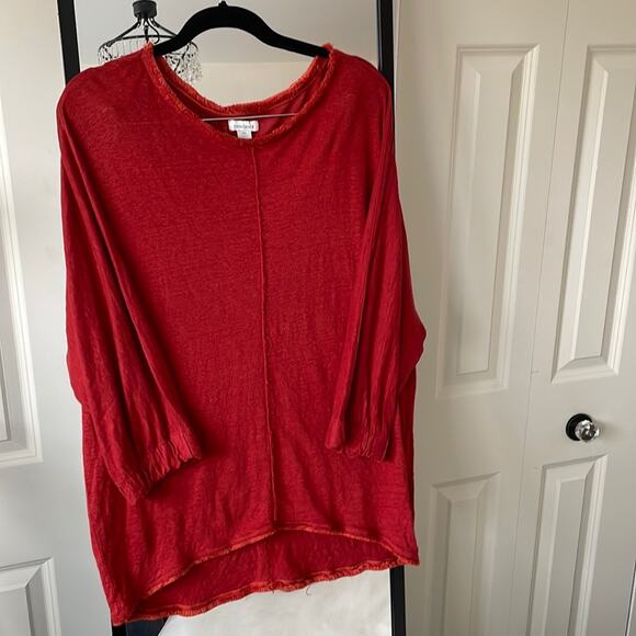 SUNDANCE Red Fringe Crewneck Pullover Boho Sweater Size X-Small - Picture 1 of 5